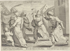 The Four Virtues being Chased, engraving by Theodoor Galle,  1600  © Alamy